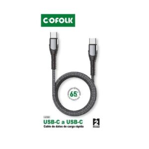 Cable USB Tipo C a Tipo C de Carga 2 Mt PD 65W Cofolk