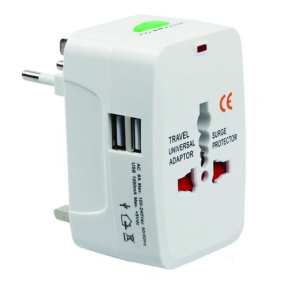 Adaptador de Enchufe Universal Viajero + 2USB