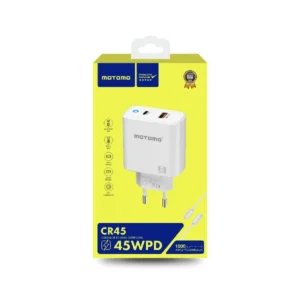 Cargador de Pared Motomo CR45W PD A+C 45W C/Cable C-C